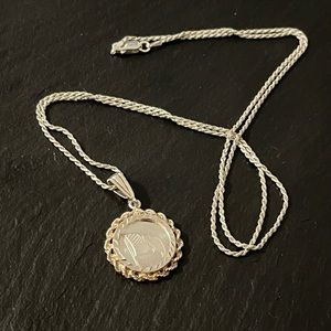 Sterling Silver God Bless America Flag Coin Pendant